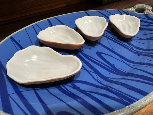 ceramic oyster shells half dozen (6 loose shells)